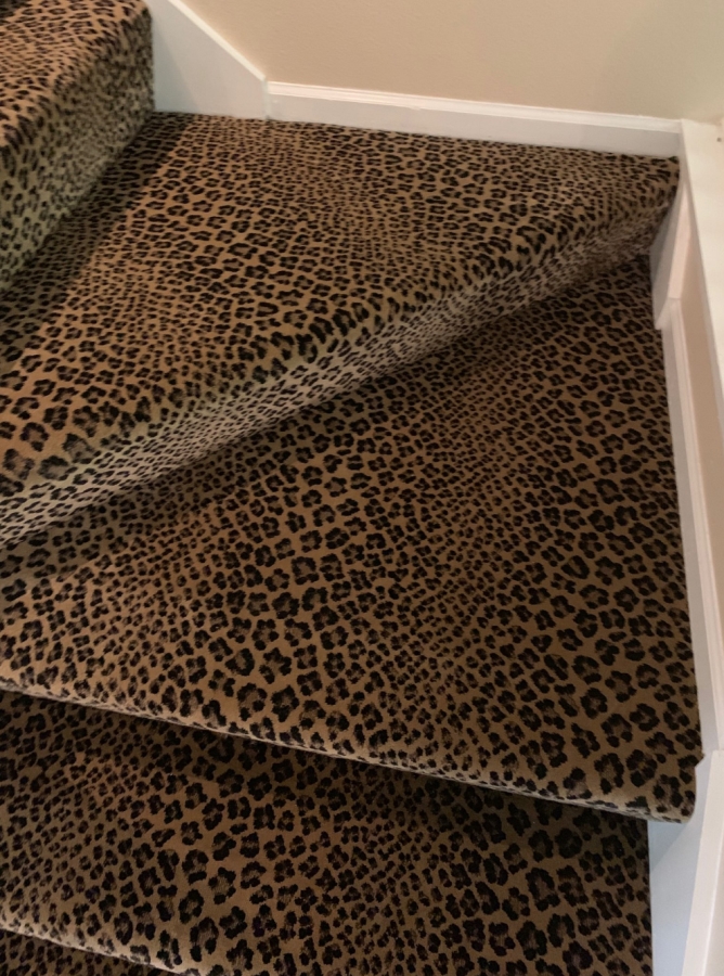 Leopard carpet on the stairs 
